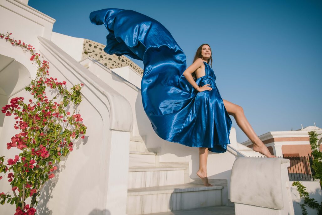 Flying Dress Photoshoot Intimate Santorini