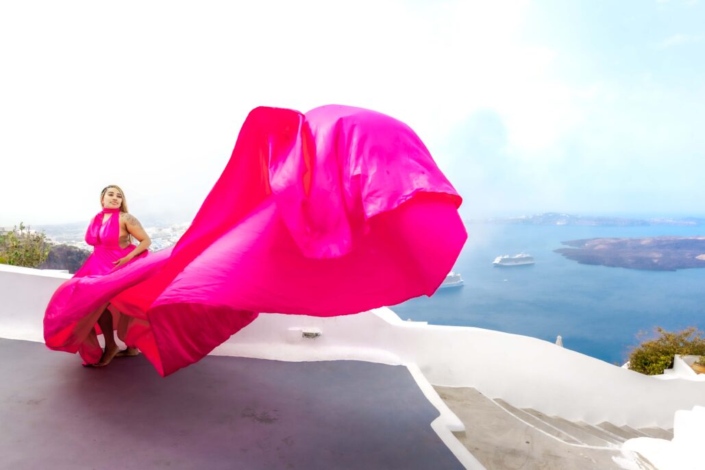 Flying Dress Photoshoot Intimate Santorini