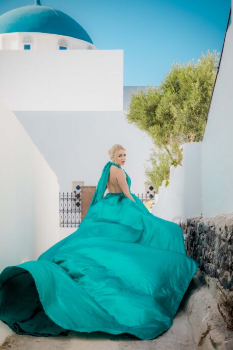 Flying Dress Photoshoot Intimate Santorini