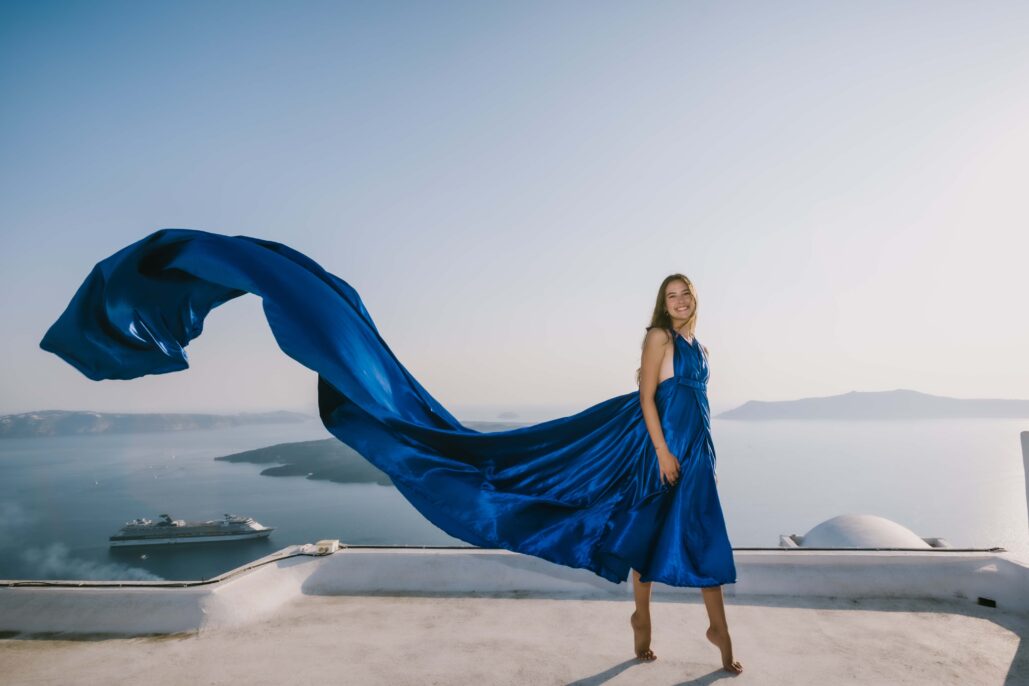 Flying Dress Photoshoot Intimate Santorini