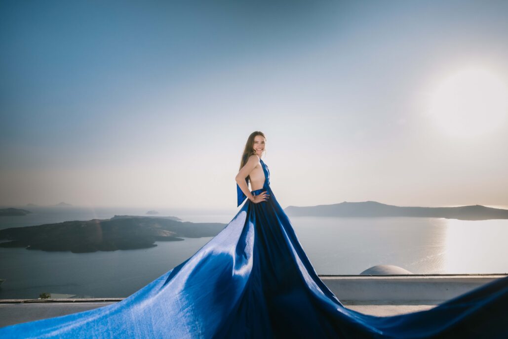 Flying Dress Photoshoot Intimate Santorini