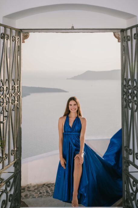 Flying Dress Photoshoot Intimate Santorini