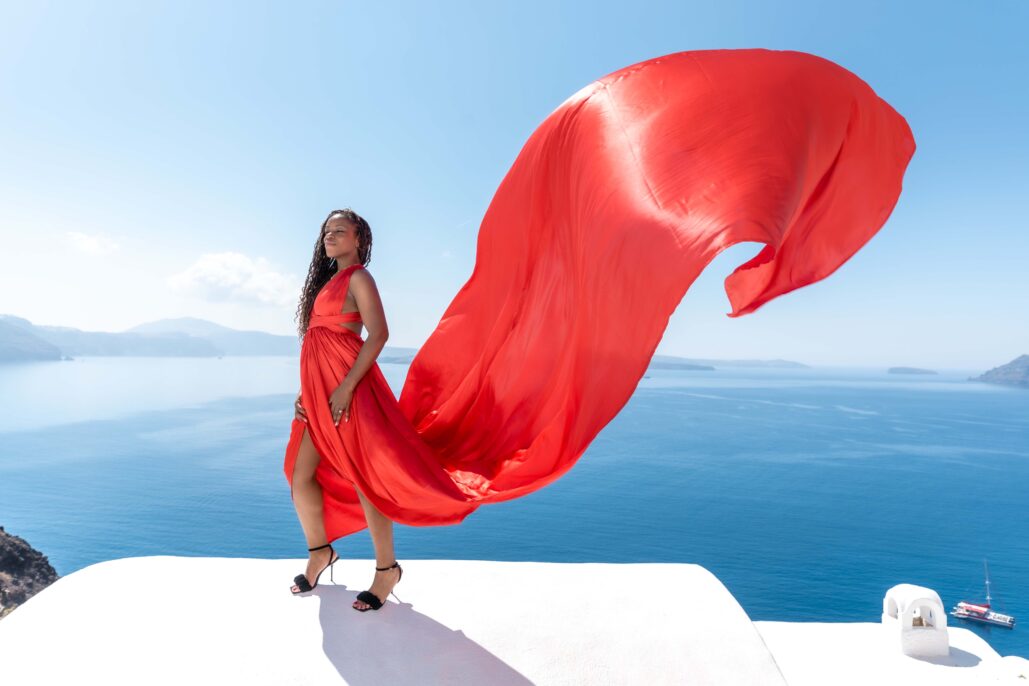 Flying Dress Photoshoot Intimate Santorini