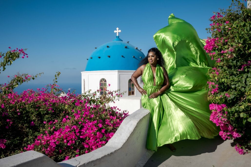Flying Dress Photoshoot Intimate Santorini