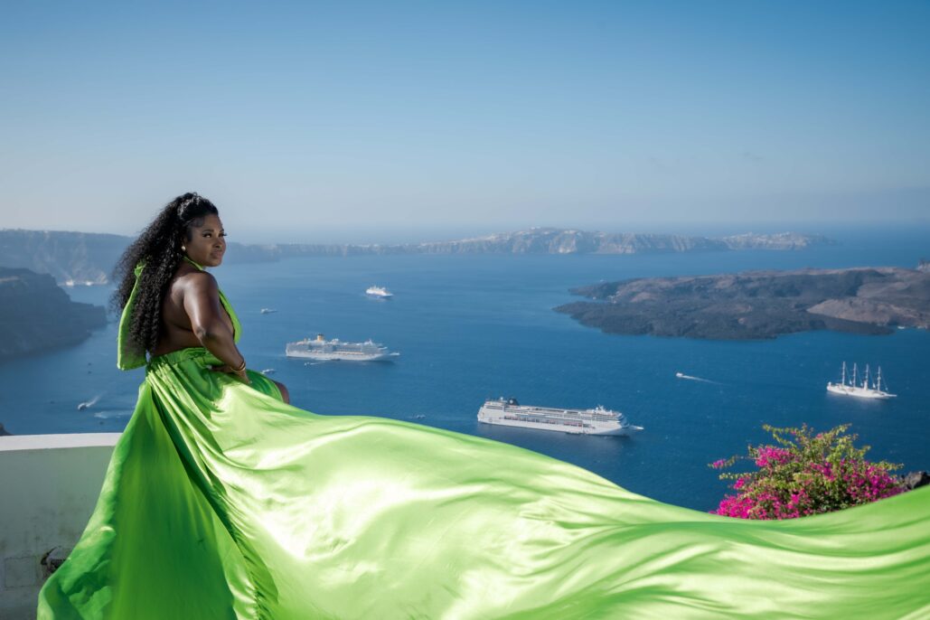 Flying Dress Photoshoot Intimate Santorini