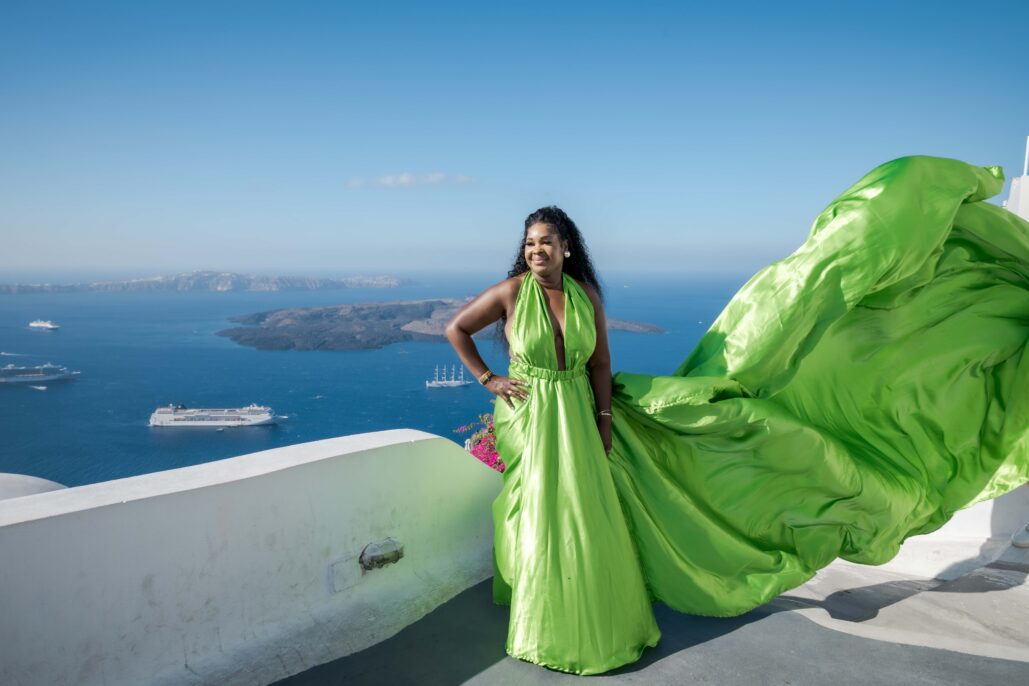 Flying Dress Photoshoot Intimate Santorini