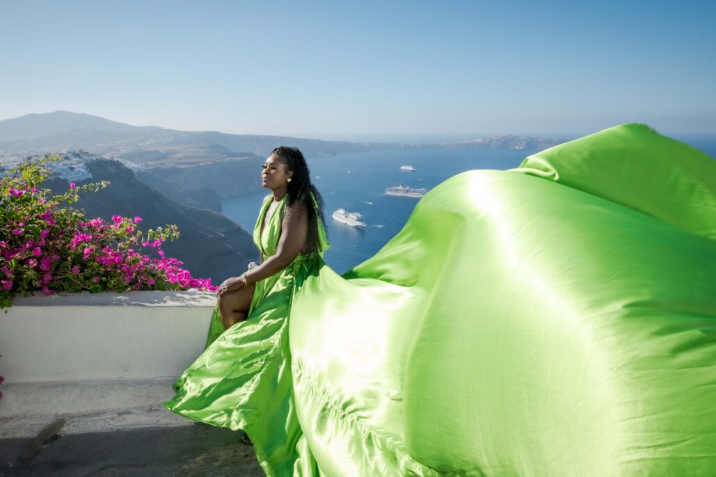 Flying Dress Photoshoot Intimate Santorini