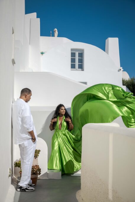 Flying Dress Photoshoot Intimate Santorini