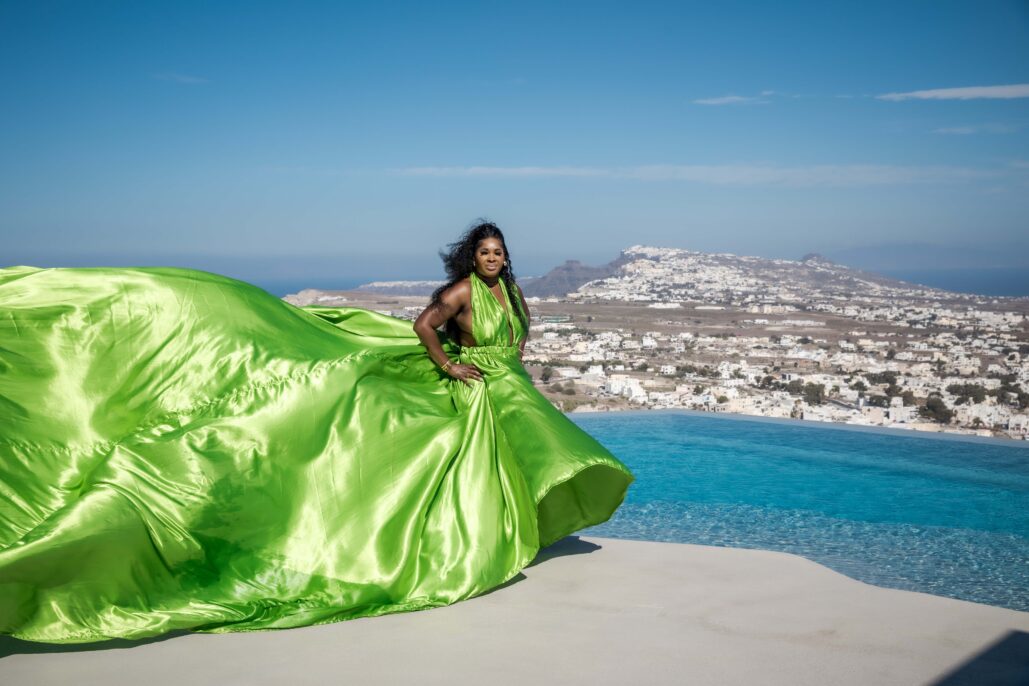 Flying Dress Photoshoot Intimate Santorini