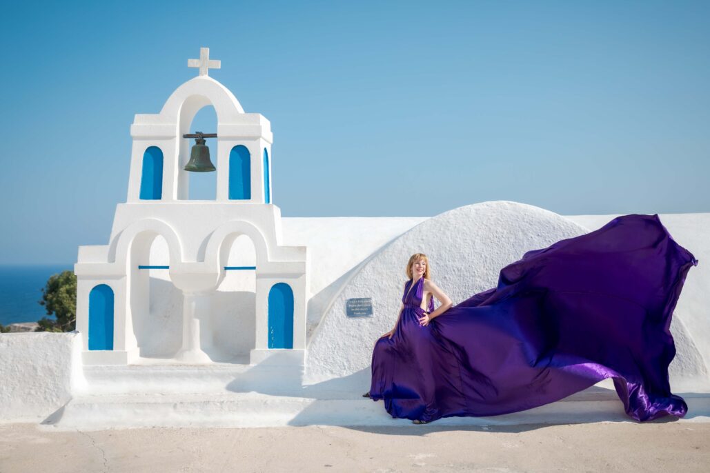 Flying Dress Photoshoot Intimate Santorini