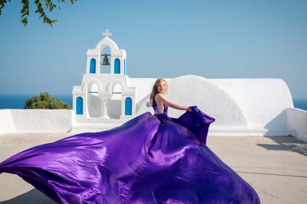 Flying Dress Photoshoot Intimate Santorini