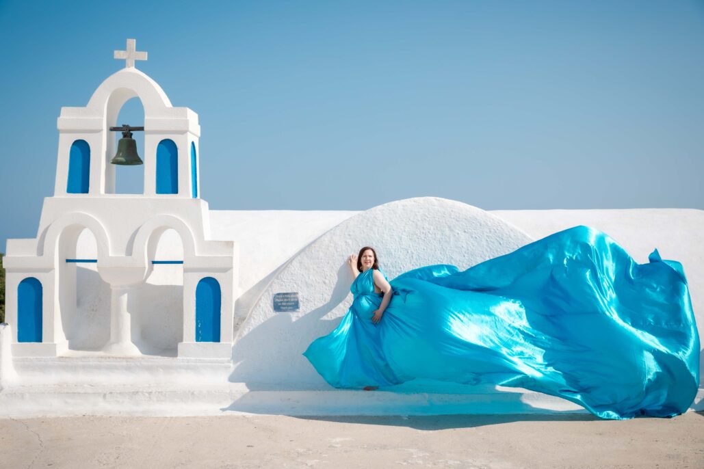 Flying Dress Photoshoot Intimate Santorini