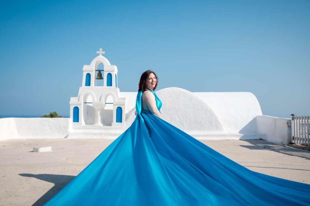 Flying Dress Photoshoot Intimate Santorini