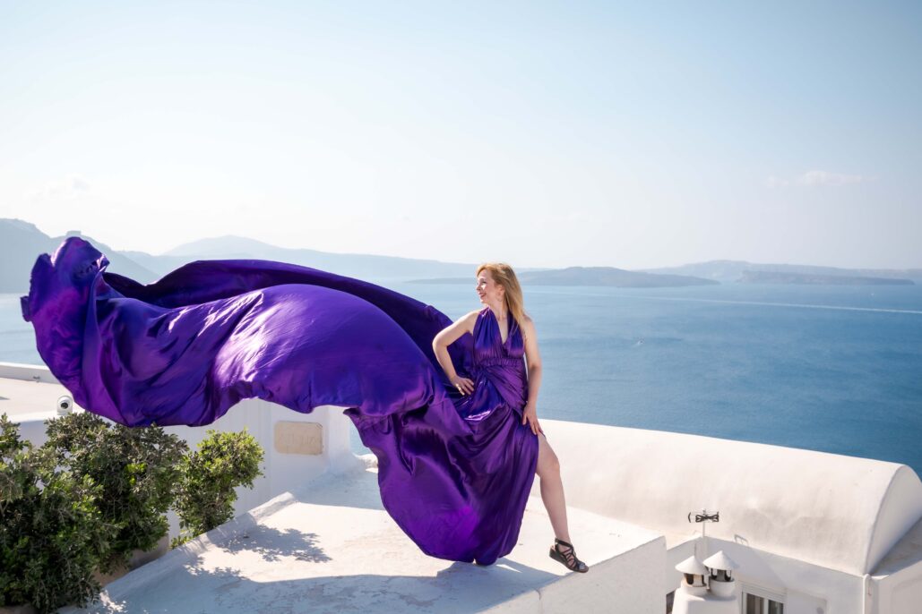 Flying Dress Photoshoot Intimate Santorini