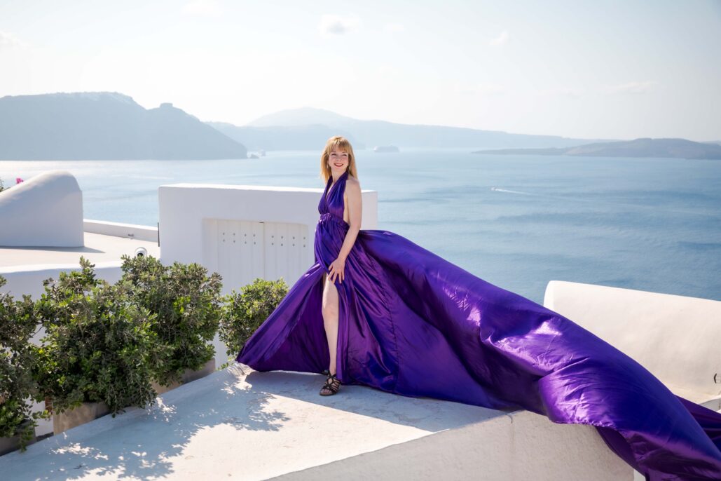 Flying Dress Photoshoot Intimate Santorini