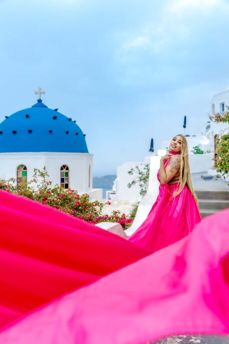 Flying Dress Photoshoot Intimate Santorini