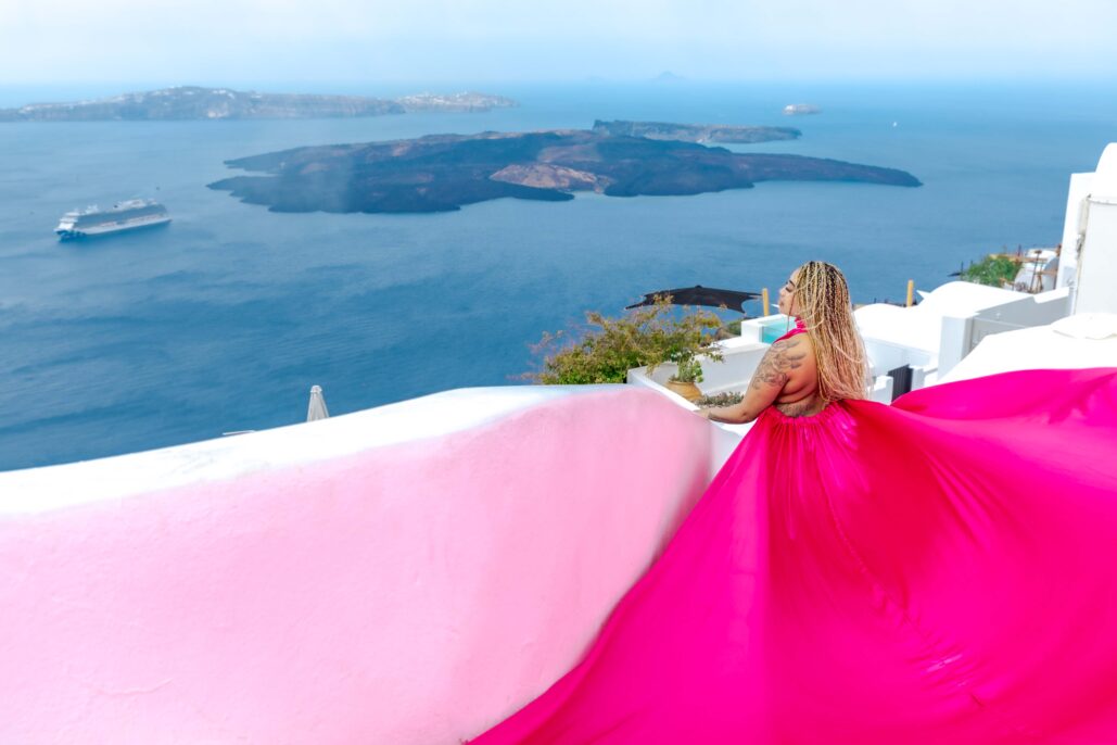 Flying Dress Photoshoot Intimate Santorini