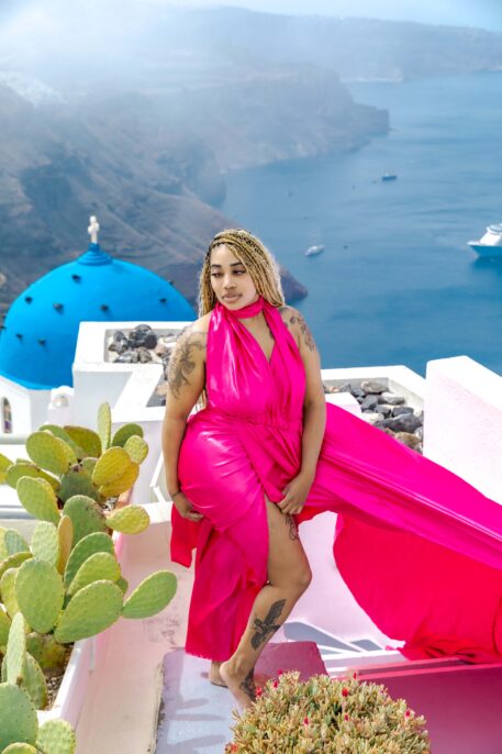 Flying Dress Photoshoot Intimate Santorini