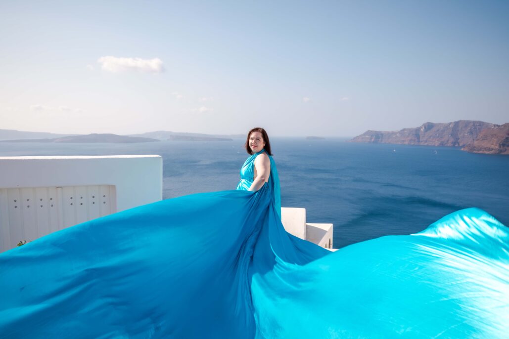 Flying Dress Photoshoot Intimate Santorini