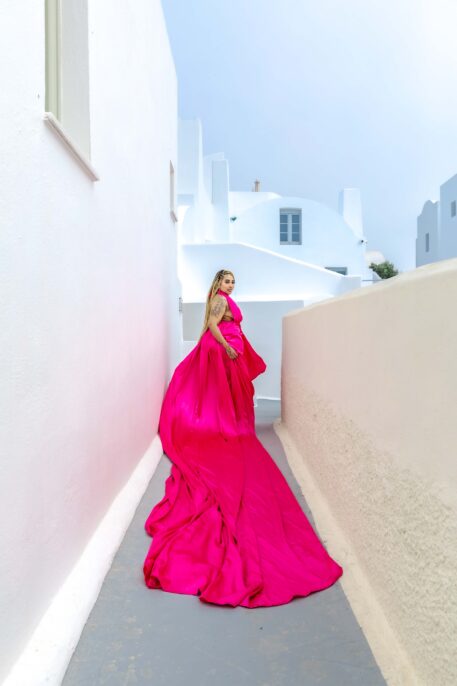 Flying Dress Photoshoot Intimate Santorini