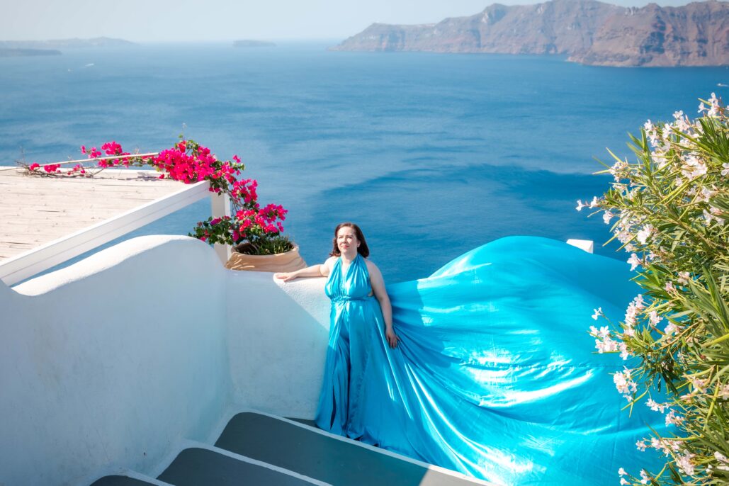 Flying Dress Photoshoot Intimate Santorini