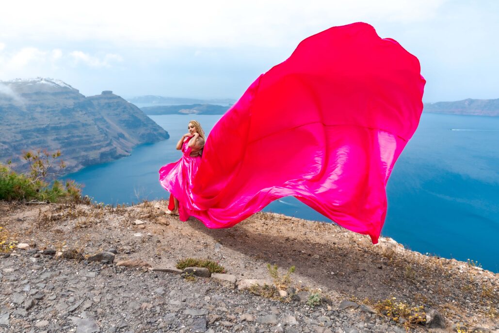 Flying Dress Photoshoot Intimate Santorini
