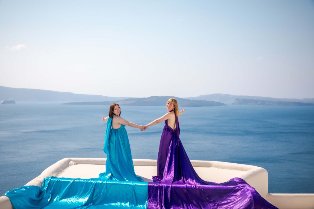 Flying Dress Photoshoot Intimate Santorini