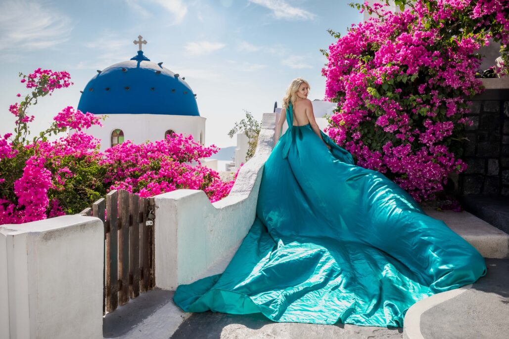 Flying Dress Photoshoot Intimate Santorini