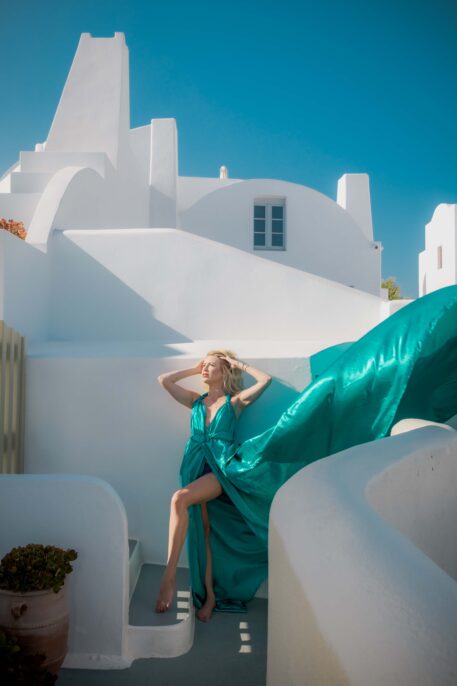 Flying Dress Photoshoot Intimate Santorini